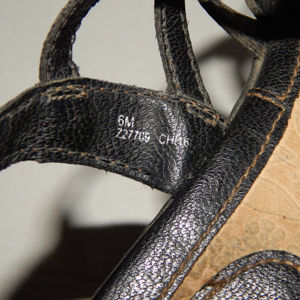 BOC 6M Black Strappy Sandals with Ankle Strap - Faux Leather - Picture 7 of 8